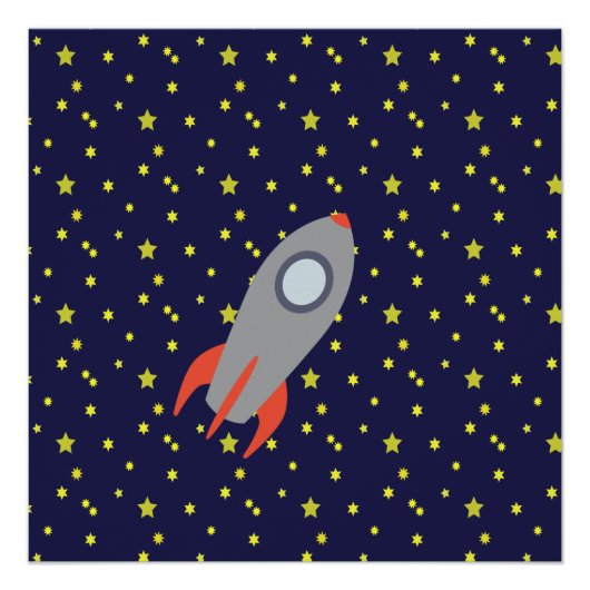 Retro-Raketenschiff mit Hintergrundbild des Sternm Poster (Vorderseite)