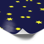 Retro-Raketenschiff mit Hintergrundbild des Sternm Poster (Ecke)