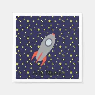 Retro-Raketenschiff mit Hintergrundbild des Sternm Serviette