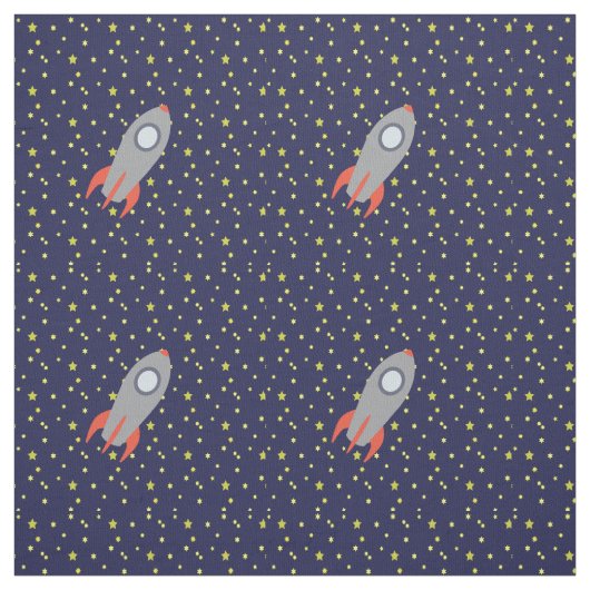 Retro-Raketenschiff mit Hintergrundbild des Sternm Stoff (Muster)