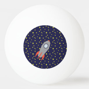 Retro-Raketenschiff mit Hintergrundbild des Sternm Tischtennisball