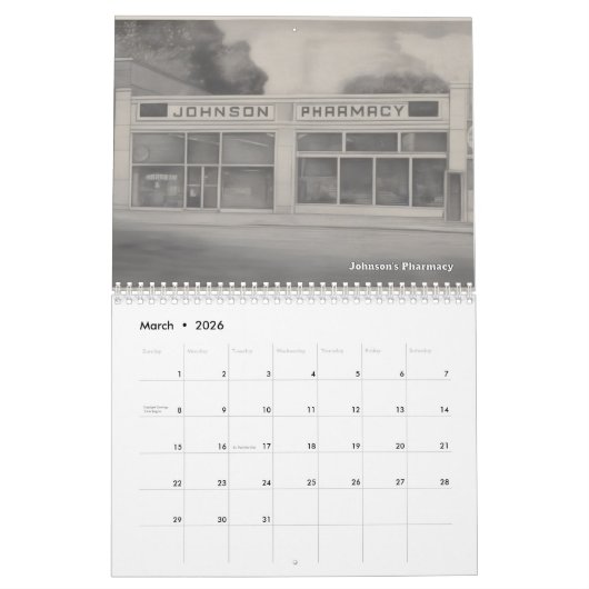 Retro Raleigh NC Calendar Kalender (Mär 2026)