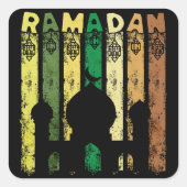 Retro-Ramadan-Moschee Quadratischer Aufkleber (Vorderseite)