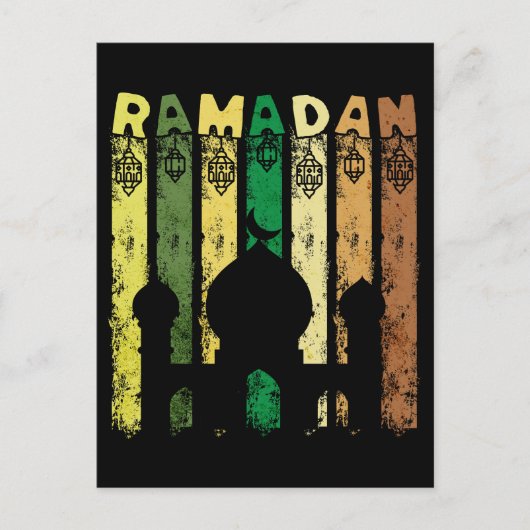 Retro Ramadan Mosque Postkarte (Vorderseite)
