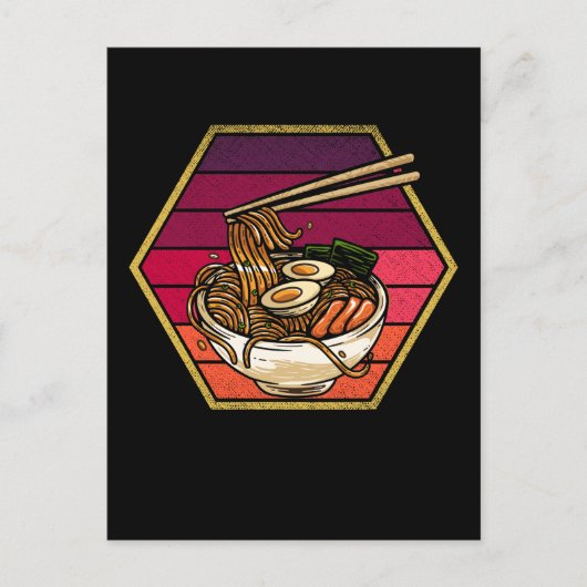 Retro Ramen Bowl Anime Japanese Noodles Bowl Otaku Postkarte (Vorderseite)