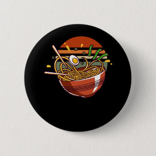 Retro Ramen Bowl mit Chopsticks japanische Nudeln Button