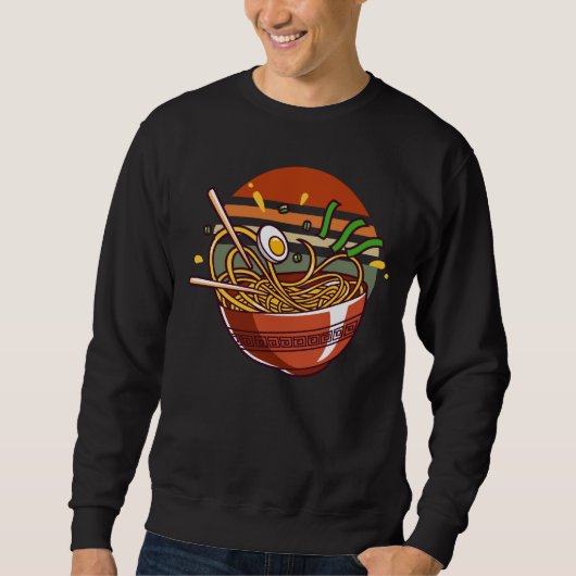 Retro Ramen Bowl mit Chopsticks japanische Nudeln Sweatshirt (Vorderseite)