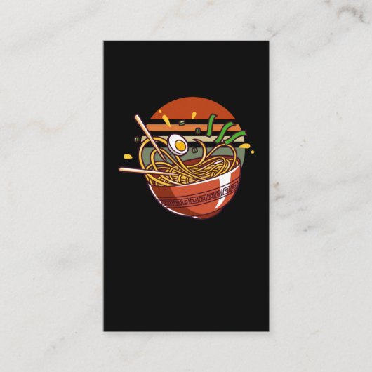 Retro Ramen Bowl mit Chopsticks japanische Nudeln Visitenkarte (Vorderseite)