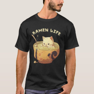 Retro-Ramen-Schale süße Katze japanische Ästhetik T-Shirt