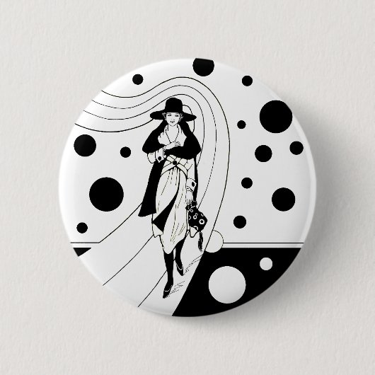 Retro-Rampenmodell, Vintage Art Deco Mode Button (Vorderseite)