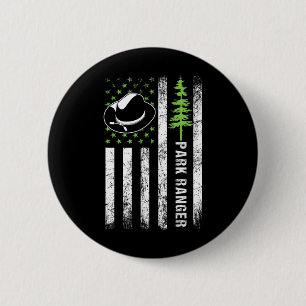 Retro Ranger Park USA Amerika Flagge Wald Natur F Button