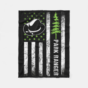 Retro Ranger Park USA Amerika Flagge Wald Natur F Fleecedecke