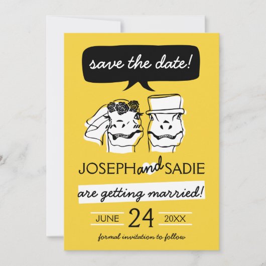 Retro Raptor Save the Date Karte (Vorderseite)