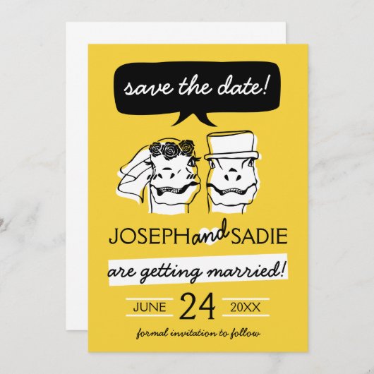 Retro Raptor Save the Date Karte (Vorne/Hinten)