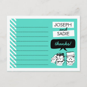 Retro Raptors Wedding Thank You Card Postkarte
