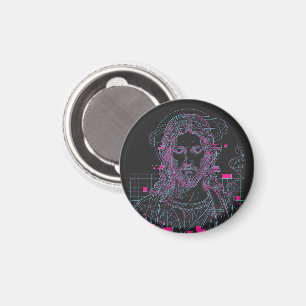 Retro-Raster-Jesus König der Könige Offenbarung 19 Magnet