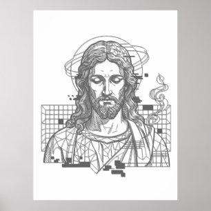 Retro-Raster-Jesus König der Könige Offenbarung 19 Poster