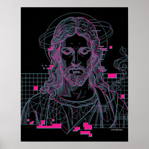 Retro-Raster-Jesus König der Könige Offenbarung 19 Poster