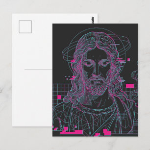 Retro-Raster-Jesus König der Könige Offenbarung 19 Postkarte