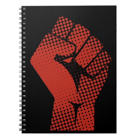 Retro-Raster Solidarität Rot geballte Faust Notizblock (Vorderseite)