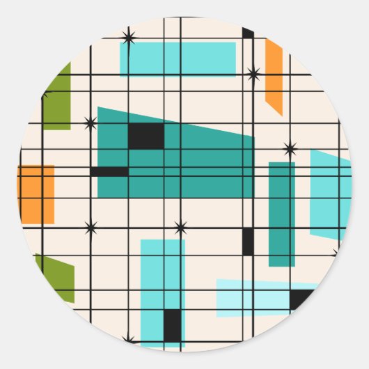 Retro-Raster und Aufkleber für Sternexplosionen (Vorderseite)