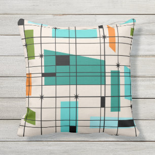 Retro-Raster und Sternenexplosionen Outdoor-Kissen Kissen