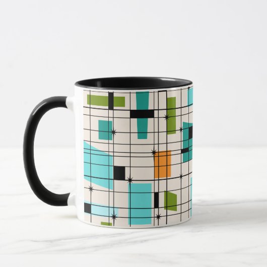 Retro-Raster- und Sternenexplosions-Ringermug Tasse (Links)