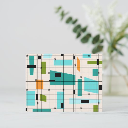 Retro-Raster und Sternexplosionen-Postkarte Postkarte (Stehend Vorderseite)