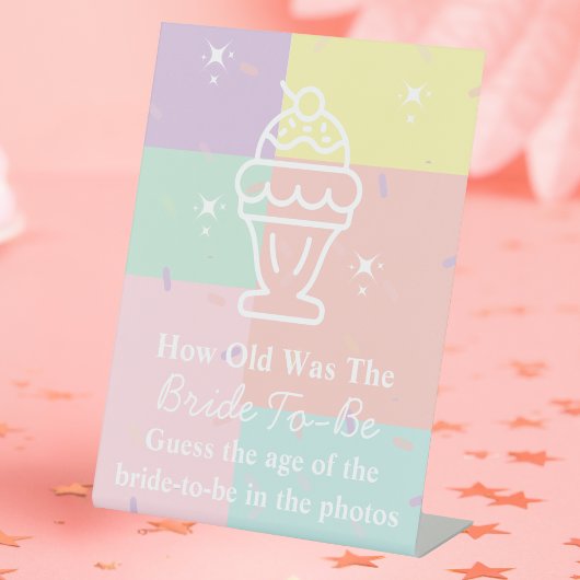 Retro rät, wie alt die Bride Game Pedestal Schild