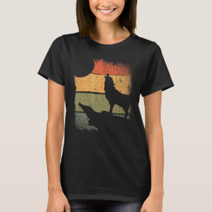 Retro-Raubtier Waldtier heulender Wolf T-Shirt