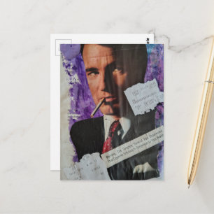Retro-Raucher-Mann warnt vor Gaspreisen-Kollage Postkarte