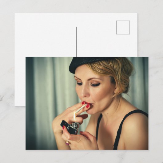 Retro-Raucherin Postkarte (Vorne/Hinten)