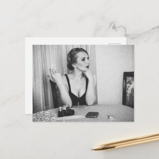 Retro-Raucherin Postkarte (Vorderseite/Rückseite Beispiel)