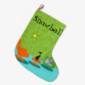 Retro Raum-Alterkitty-WeihnachtsStrumpf Großer Weihnachtsstrumpf (Vorderansicht (hängend))