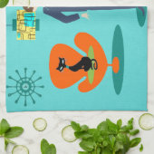 Retro Raum-Alters-Cartoon-Küchen-Tuch Geschirrtuch (Gefaltet)