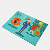 Retro Raum-Alters-Cartoon-Paar-Tür-Matte Fußmatte (Schrägansicht)