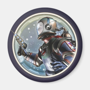 Retro Raum-Mann-runder Magnet