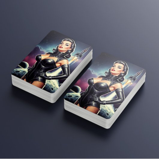 Retro-Raum-Pin-up Spielkarten