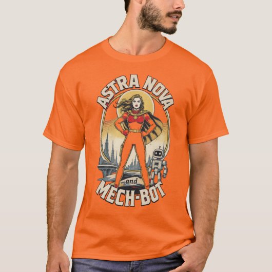 Retro-Raumfahrt-Held T-Shirt – Vintage 70er-Comic- (Vorderseite)