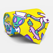Retro-Raummuster B Gelbe BG Krawatte (Gerollt)