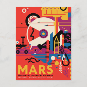 Retro-Raumplakat - Mars-Erkundungsprogramm. Postkarte
