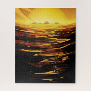 Retro-Raumposter – Saturns größter Mond, Titan. Puzzle