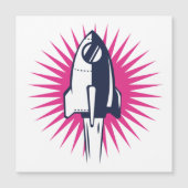 Retro-Raumrakete Magnetkarte (Vorderseite)