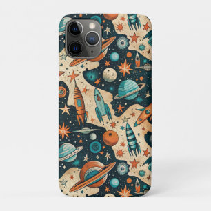 Retro-Raumrakete Planeten Orange Türkis Kinderzimm Case-Mate iPhone Hülle