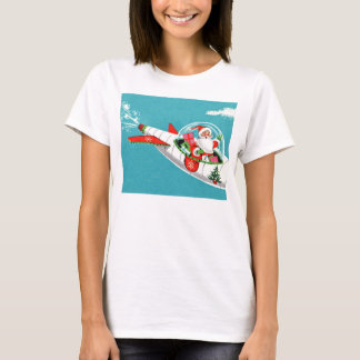 Retro Raumschiff-Sankt-WeihnachtsT - Shirt