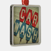 Retro rautenförmiges Waschanlage-Zeichen Silbernes Ornament (Rechts)