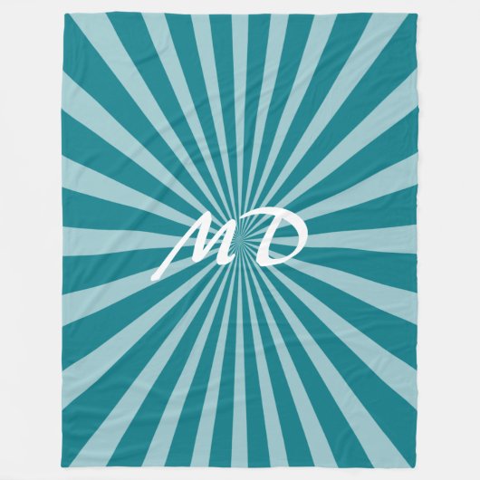 Retro Rays weiß transparent + Ihre Idee Fleecedecke (Vorderseite)