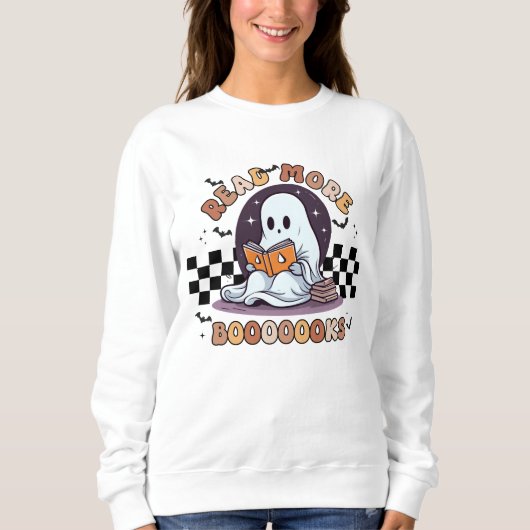 Retro Read More Books Halloween Sweatshirt (Vorderseite)