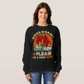 Retro Reading Bookworm Bitte im Buchdrachen Sweatshirt (Vorne ganz)