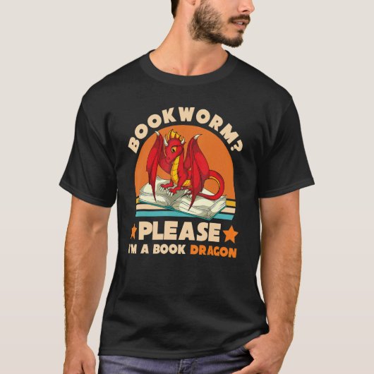 Retro Reading Bookworm Please Im A Book Dragon T-Shirt (Vorderseite)